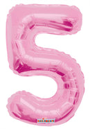 Number 5 Light Pink Foil Balloon 14"in. 35052-14 - FestiUSA