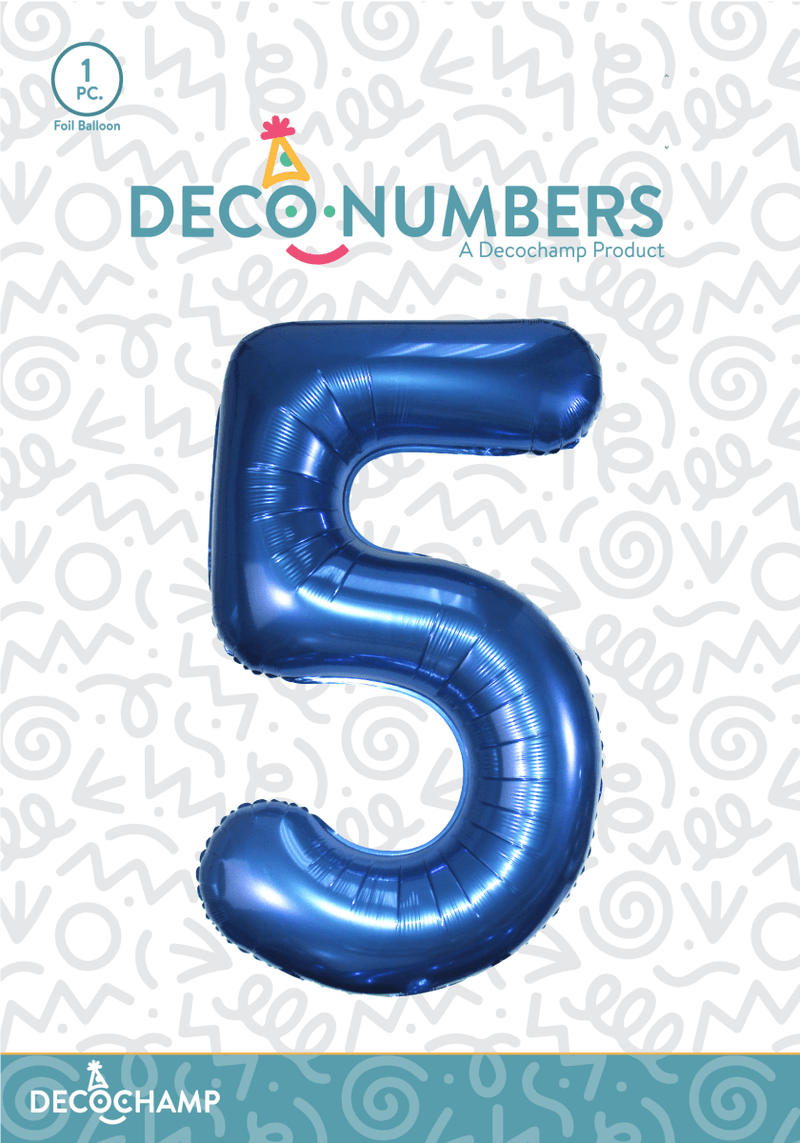 Number 5 Navy Blue Foil Balloon 34" (Single Pack) DECONUMBER - FestiUSA