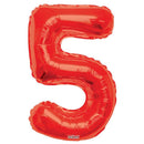 Number 5 Red Foil Balloon 34" in each 15925-34 - FestiUSA
