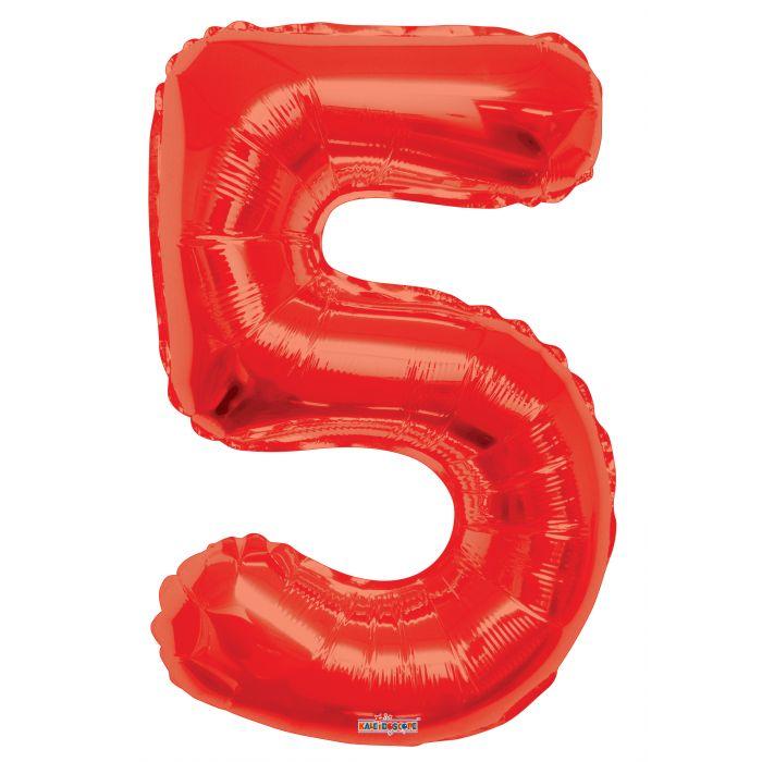 Number 5 Red Foil Balloon 34" in each 15925-34 - FestiUSA