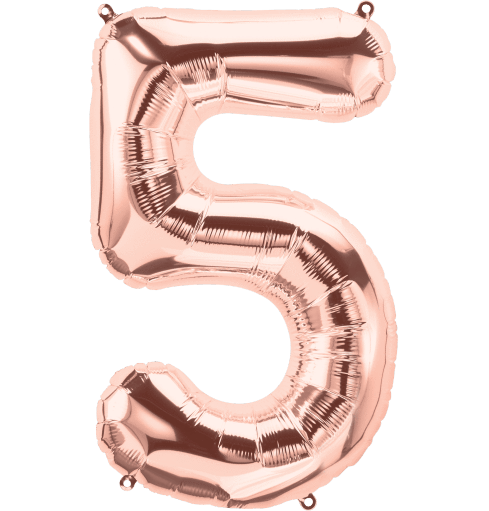 Number 5 Rose Gold Foil Balloon 14" in each. 15685-14 - FestiUSA