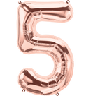 Number 5 Rose Gold Foil Balloon 14" in each. 15685-14 - FestiUSA