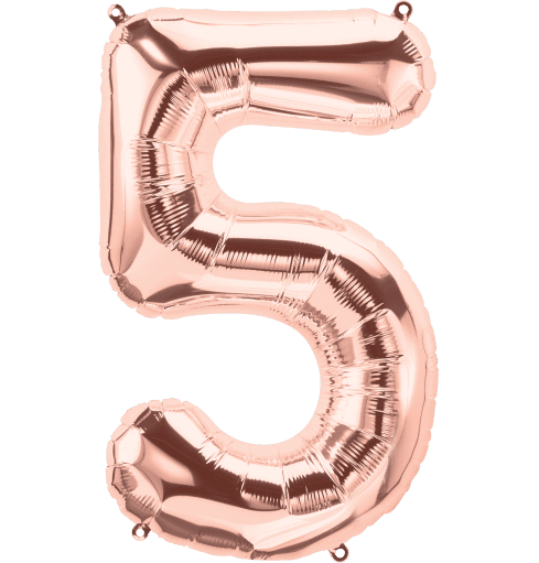 Number 5 Rose Gold Foil Balloon 14" in each. (Flat) 15685-14 - FestiUSA