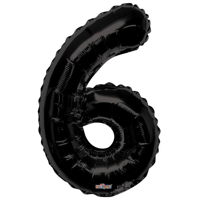 Number 6 Black Foil Balloon 34" each. 19688-34 - FestiUSA