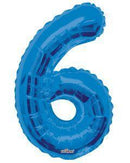 Number 6 Blue Foil Balloon 34" in each. 19668-34 - FestiUSA