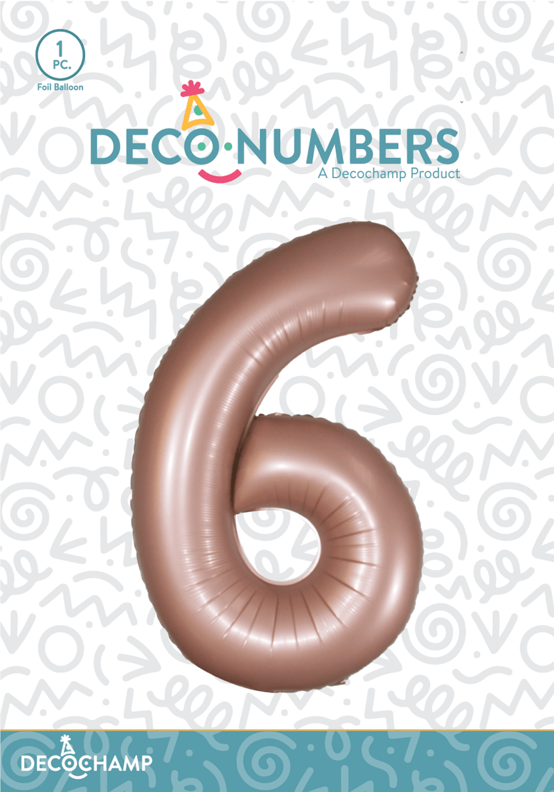 Number 6 Dusty Rose Foil Balloon 34" (Single Pack) DECONUMBER - FestiUSA