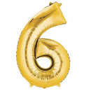 Number 6 Gold Foil Balloon 14" in each. 35063-14 - FestiUSA