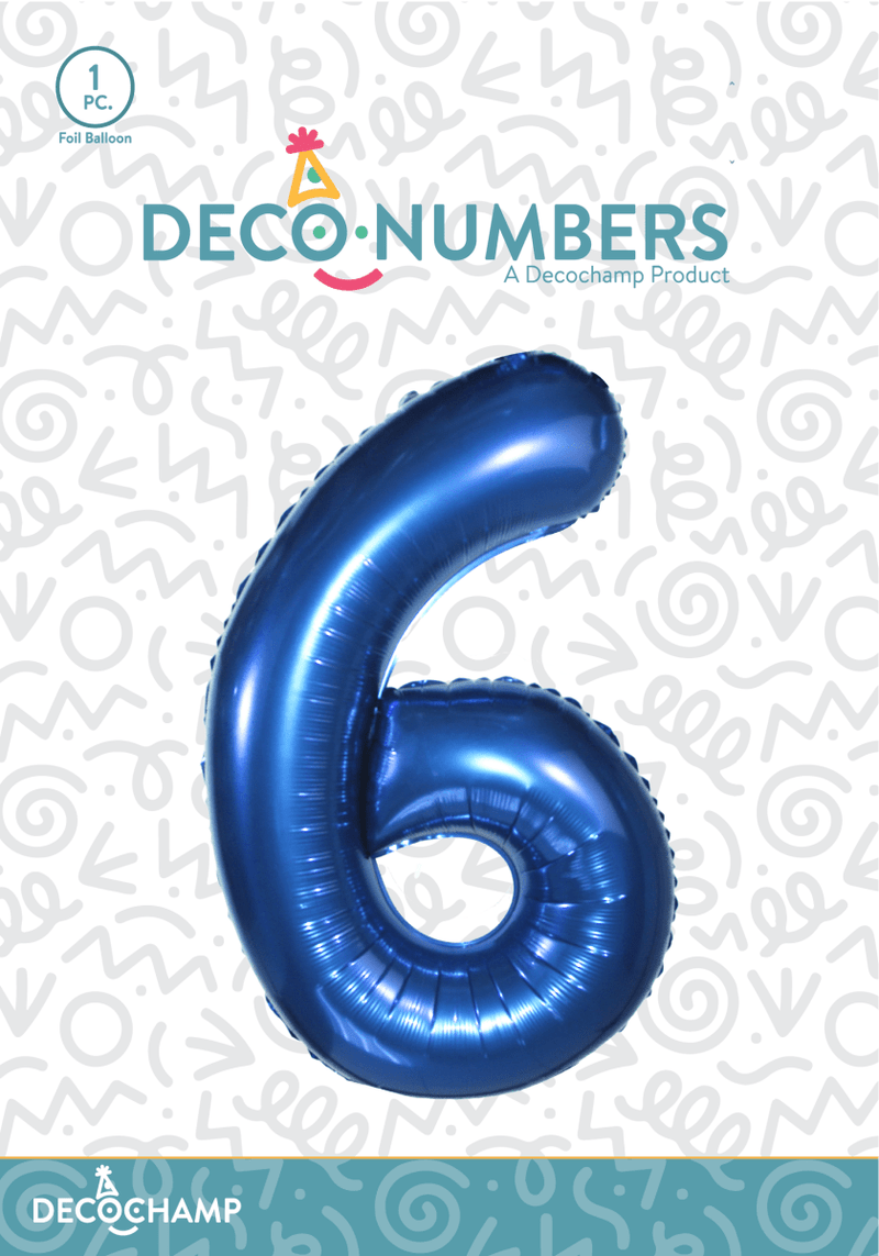 Number 6 Navy Blue Foil Balloon 34" (Single Pack) DECONUMBER - FestiUSA