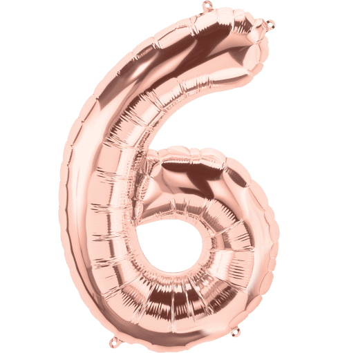 Number 6 Rose Gold Foil Balloon 14" in each. 15686-14 - FestiUSA