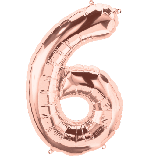 Number 6 Rose Gold Foil Balloon 14" in each. 15686-14 - FestiUSA