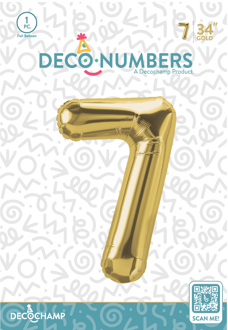 Number 7 Gold Foil Balloon 34" (Single Pack) DECONUMBER - FestiUSA