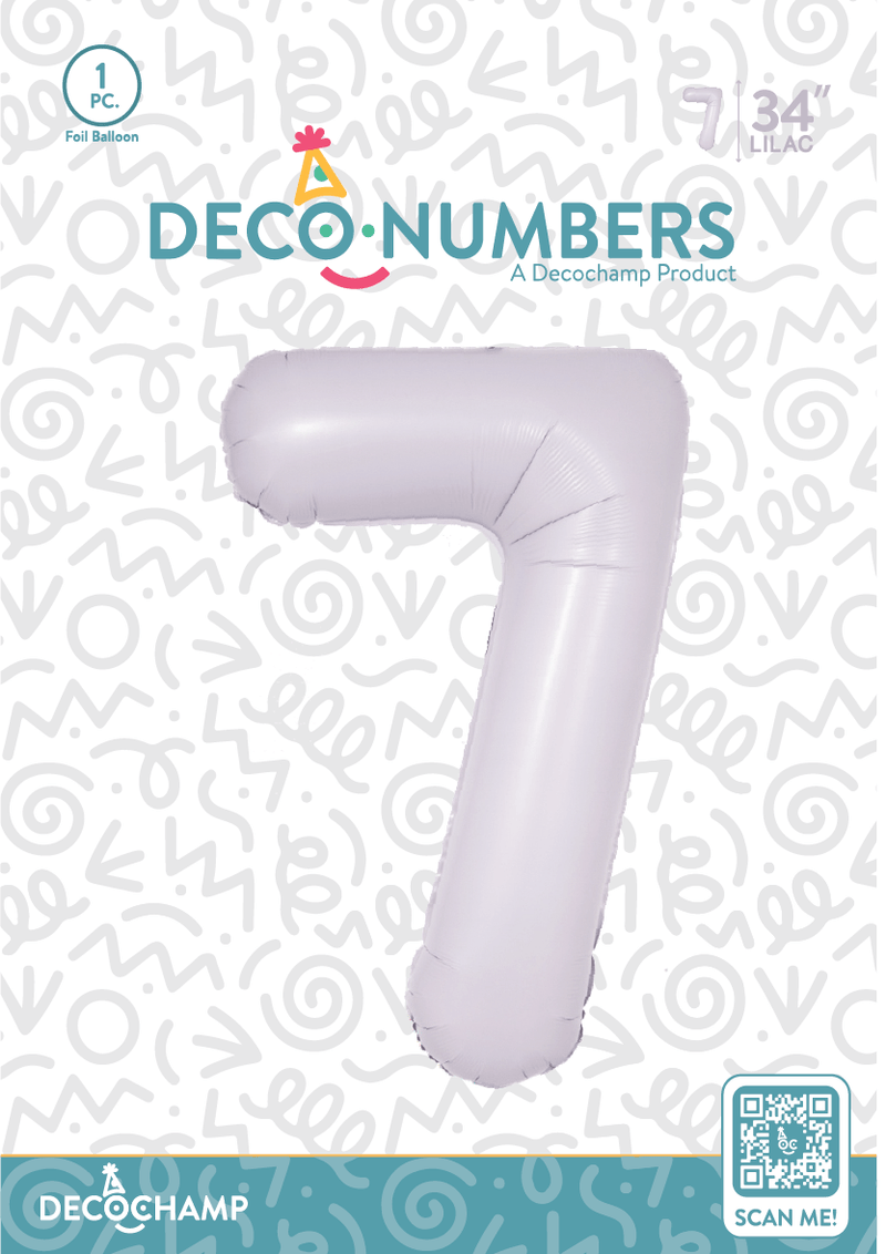 Number 7 Lilac Foil Balloon 34" (Single Pack) DECONUMBER - FestiUSA