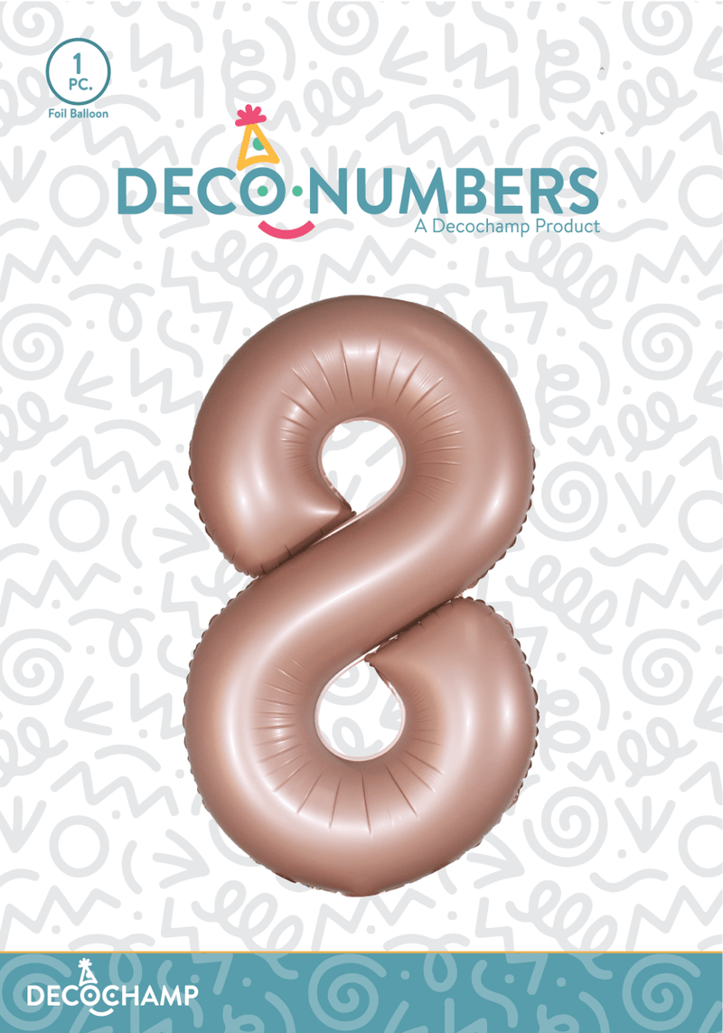 Number 8 Dusty Rose Foil Balloon 34" (Single Pack) DECONUMBER - FestiUSA