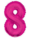 Number 8 Hot Pink Foil Balloon 34" in each. 19680-34 - FestiUSA