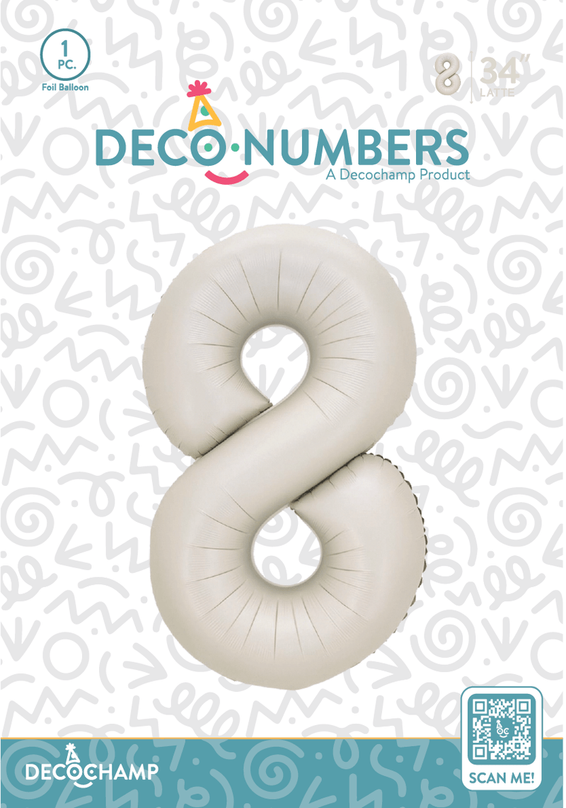 Number 8 Latte Foil Balloon 34" (Single Pack) DECONUMBER - FestiUSA