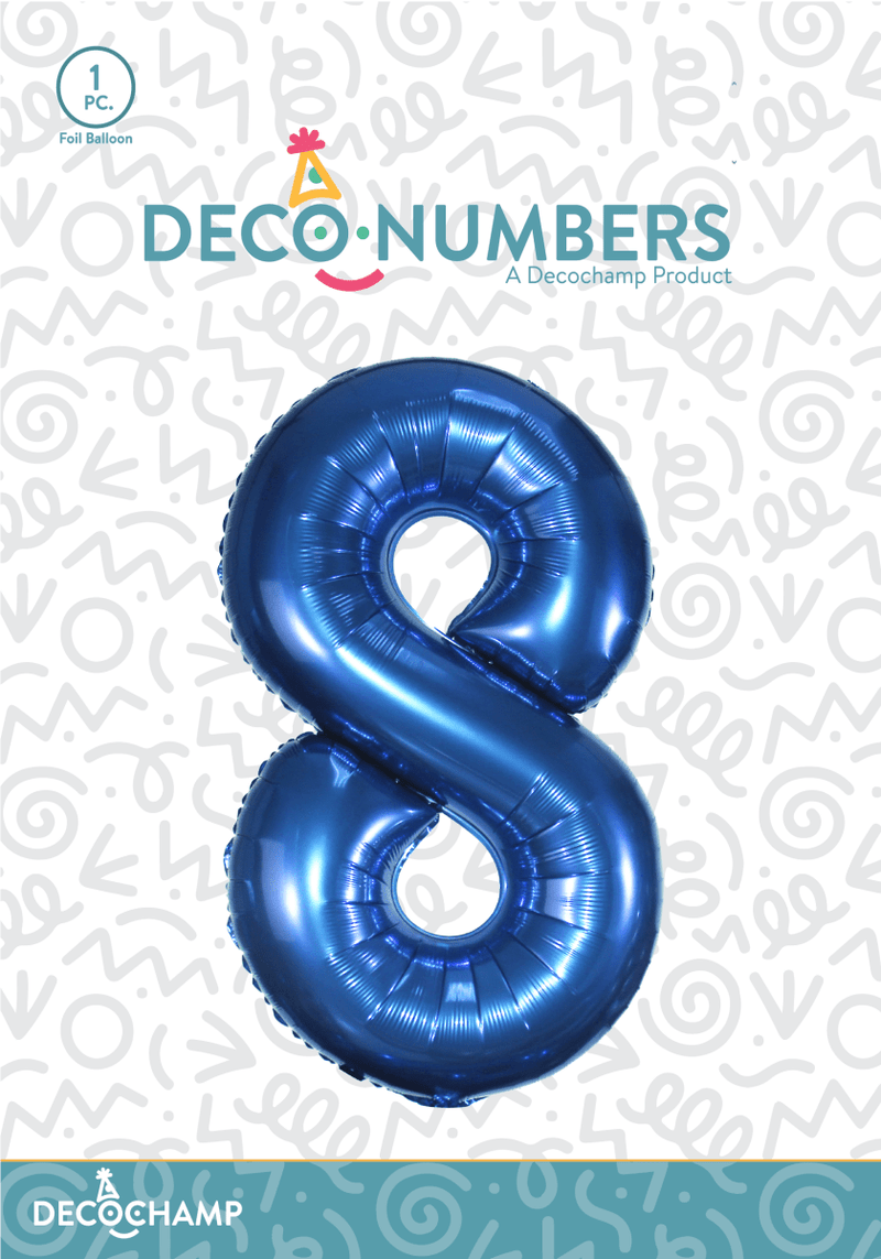 Number 8 Navy Blue Foil Balloon 34" (Single Pack) DECONUMBER - FestiUSA