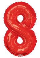 Number 8 Red Foil Balloon 34" in each. 15928-34 - FestiUSA