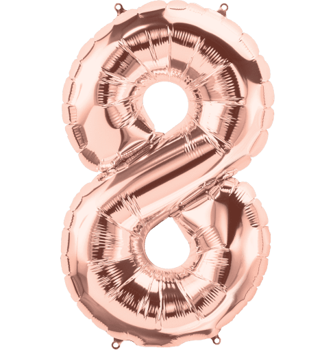 Number 8 Rose Gold Foil Balloon 14" in each. 15688-14 - FestiUSA