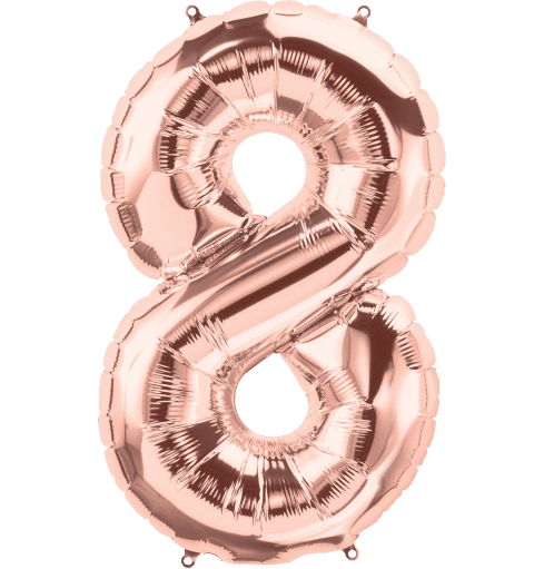 Number 8 Rose Gold Foil Balloon 14" in each. (Flat) 15688-14 - FestiUSA