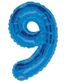 Number 9 Blue Foil Balloon 34" in each. 19671-34 - FestiUSA