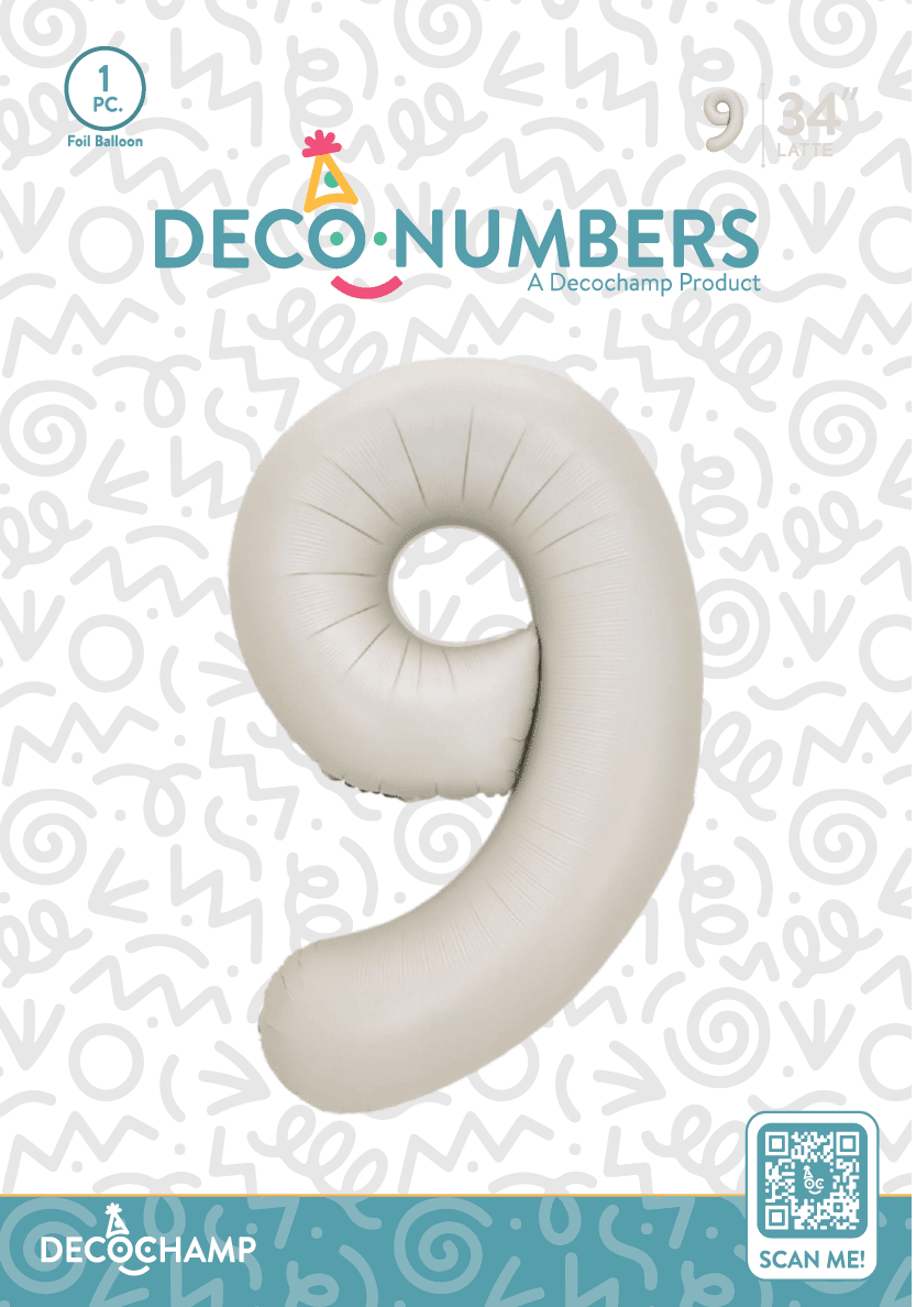 Number 9 Latte Foil Balloon 34" (Single Pack) DECONUMBER - FestiUSA