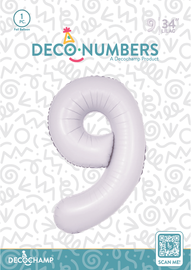 Number 9 Lilac Foil Balloon 34" (Single Pack) DECONUMBER - FestiUSA
