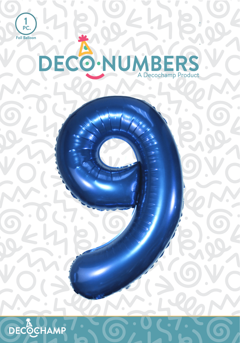 Number 9 Navy Blue Foil Balloon 34" (Single Pack) DECONUMBER - FestiUSA