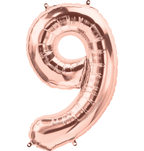 Number 9 Rose Gold Foil Balloon 14" in each. (Flat) 15689-14 - FestiUSA