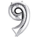 Number 9 Silver Foil Balloon 14" in each. 35016-14 - FestiUSA