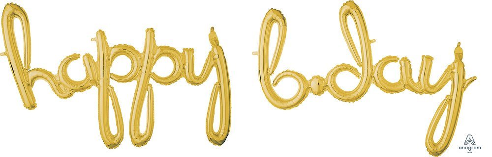 Phrase 39" Happy 37" Bday Gold - (Single Pack). 3793701 - FestiUSA