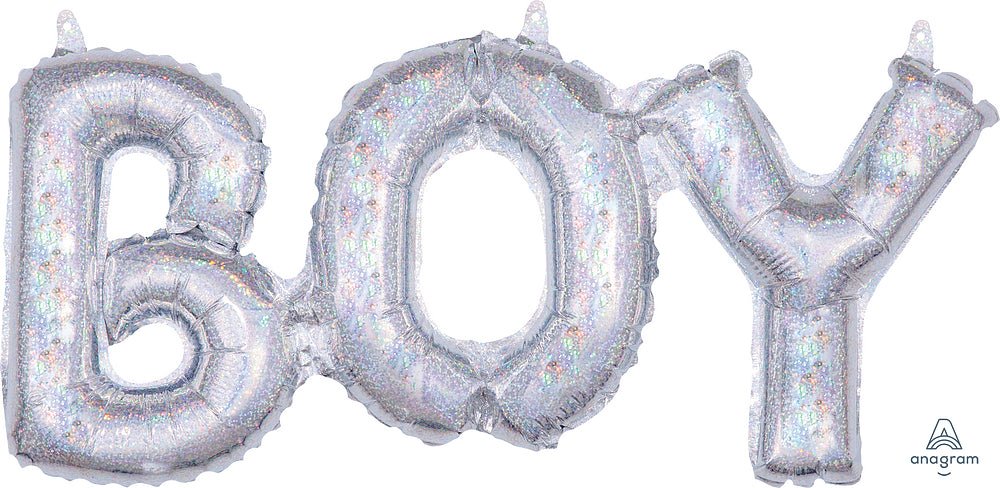 Phrase Block Boy Silver Holo 20" - (Single Pack). 3916511 - FestiUSA