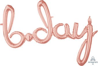 Phrase Script BDAY Rose Gold 37" - (Single Pack). 3915611 - FestiUSA