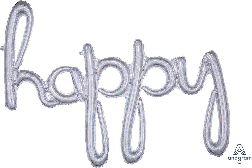 Phrase Script Happy Silver Holo 39" - (Single Pack). 3917311 - FestiUSA