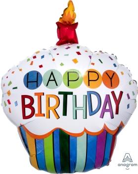 Rainbow Birthday Cupcake 29" x 36" - (Single Pack). 3444201 - FestiUSA