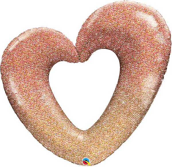 Rose Gold Glitter Ombre Heart 42" - (Flat). 21060 - FestiUSA