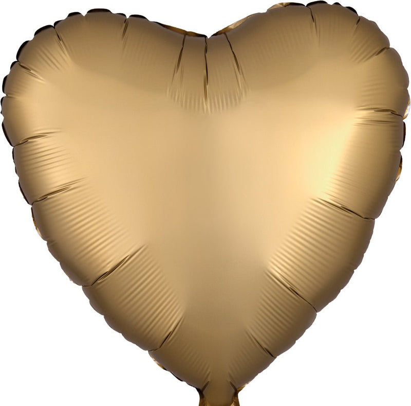 Satin Luxe Gold Sateen Heart 17" - (Single Pack). 3680301 - FestiUSA