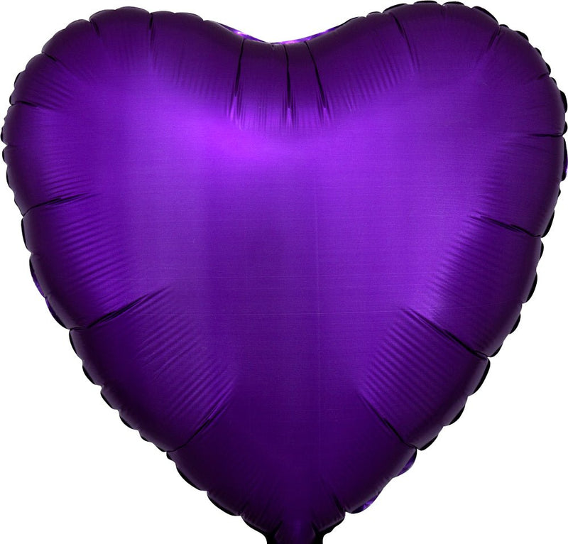 Satin Luxe Purple Royale Heart 17" - (Single Pack). 3681801 - FestiUSA
