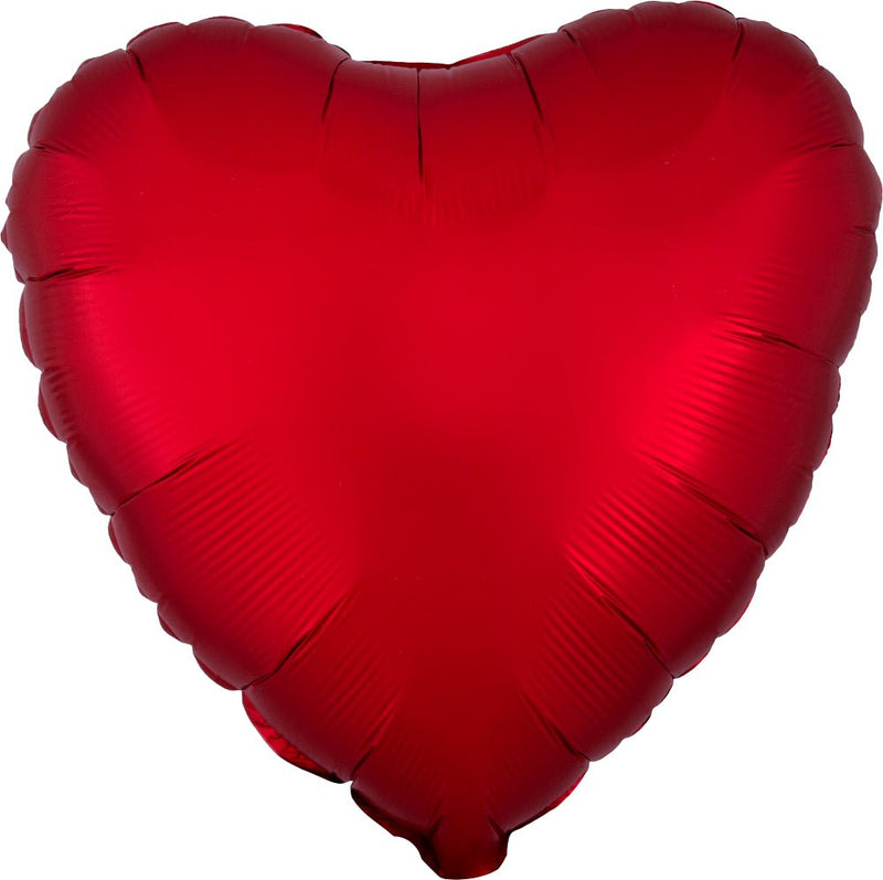 Satin Luxe Sangria Heart 17" - (Single Pack). 3858401 - FestiUSA